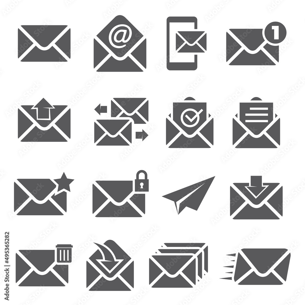 Email icon set on white background Email icon set on white background