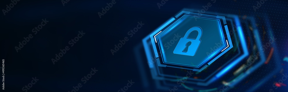 Cyber security data protection business technology privacy concept. 3D illustration - obrazy, fototapety, plakaty 