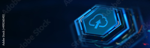 Cloud computing concept. Business, technology, internet and networking concept.  3D illustration