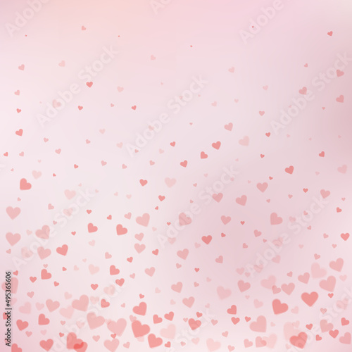 Red heart love confettis. Valentine's day gradient