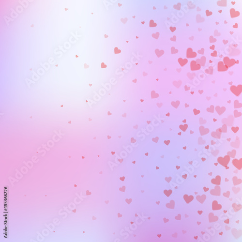 Red heart love confettis. Valentine's day gradient