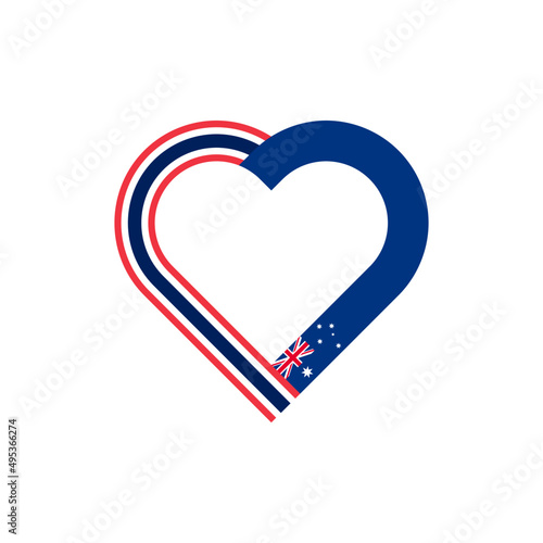 unity concept. heart ribbon icon of thailand and australia flags. vector illustration isolated on white background