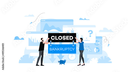 Bankruptcy concept. Animation ready duik friendly vector. Conceptual business story. Financial crisis, economic recession, bankruptcy, depression.