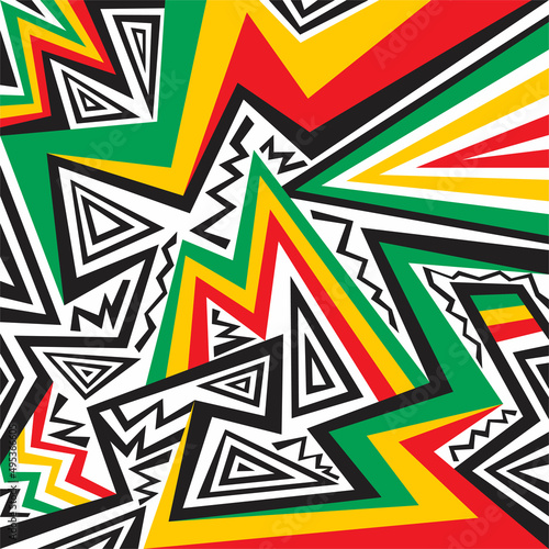 Abstract background with irregular lines and various pattern and with Jamaican color theme photo