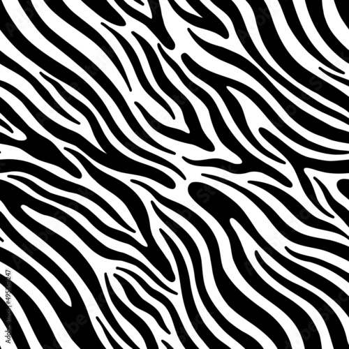 Seamless abstract zebra skin pattern background. Decorative design freehand creative paint. Texture chaotic element.