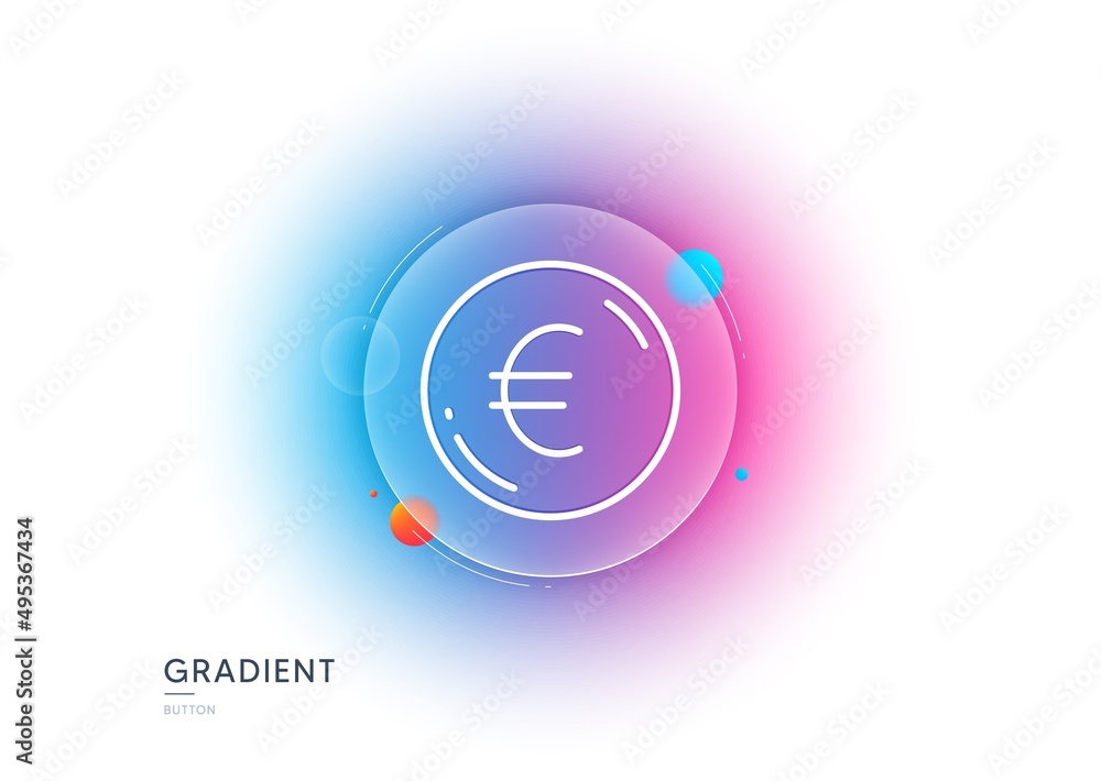 Euro money line icon. Gradient blur button with glassmorphism. Eur currency sign. Cash coin symbol. Transparent glass design. Euro money line icon. Vector Euro money line icon. Gradient blur button with glassmorphism. Eur currency sign. Cash coin symbol. Transparent glass design. Euro money line icon. Vector