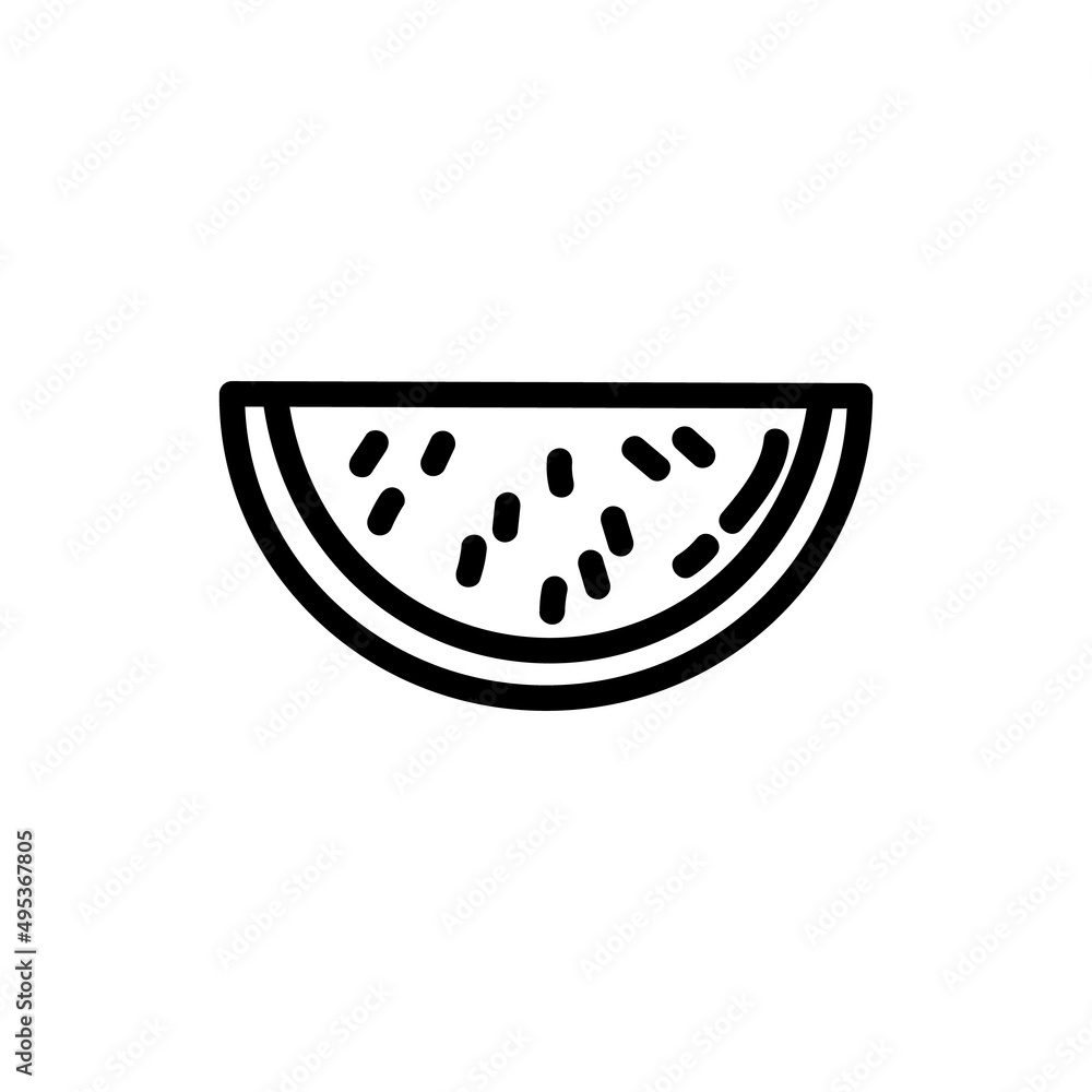 Watermelon flat outlined icon. Vector fruit logo isolated on white background. Vegan food symbol, media glyph for web Watermelon flat outlined icon. Vector fruit logo isolated on white background. Vegan food symbol, media glyph for web