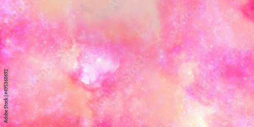 Nebula and stars of night sky banner. Abstract space colorful background. Abstract watercolor background. Vintage paper textured aquarelle canvas for modern creative design. Grunge multicolor texture.