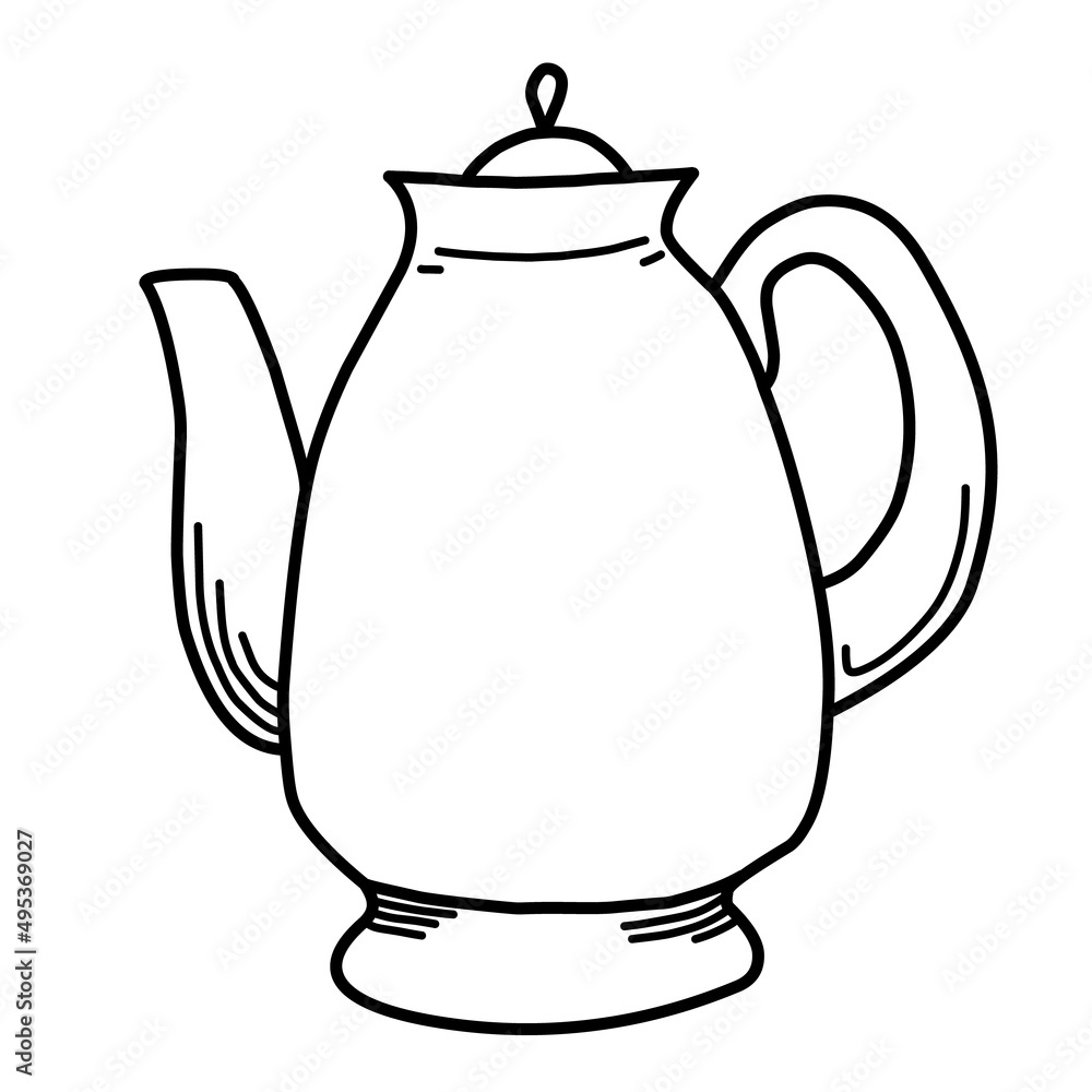 Fototapeta premium Teapot, Kettle Isolated on White Background Vector Set