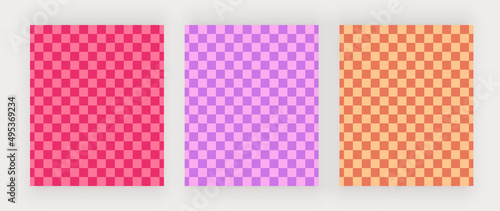 Red, purple and orange retro checkered square backgrounds 