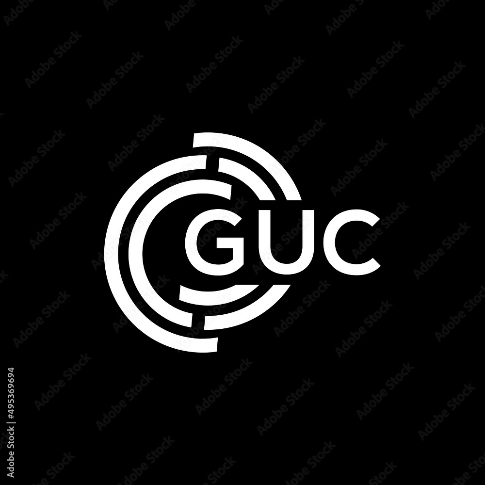GUC letter logo design on black background. GUC creative initials letter logo concept. GUC letter design. GUC letter logo design on black background. GUC creative initials letter logo concept. GUC letter design.
