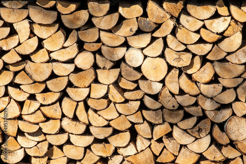 Dry chopped firewood ready for winter. Energy resources and economy
