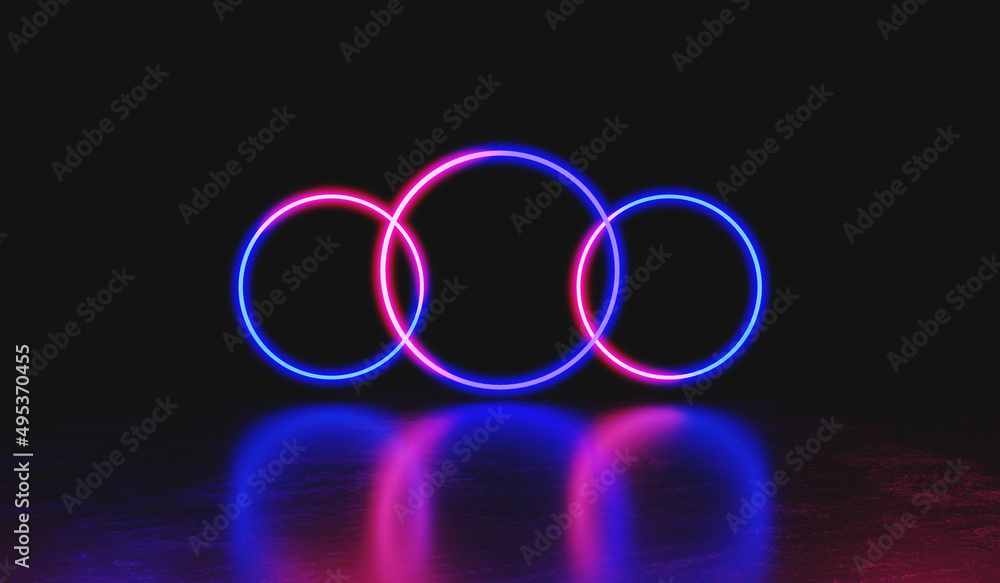 3D Rendering : illustration of darkroom with glowing neon laser light. pink and blue tunnel sci-fi room. Abstract Futuristic Sci Fi tunnel Room 3D Rendering : illustration of darkroom with glowing neon laser light. pink and blue tunnel sci-fi room. Abstract Futuristic Sci Fi tunnel Room