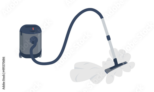 Broken vacuum cleaner semi flat color vector object. Full sized item on white. Cordless vacuum. Dust collector option simple cartoon style illustration for web graphic design and animation