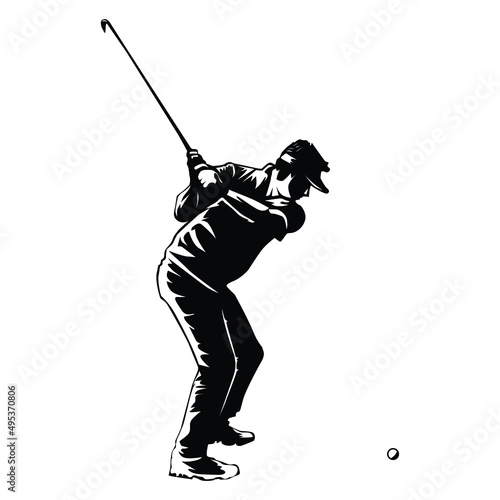 Golf poses vector silhouette illustration