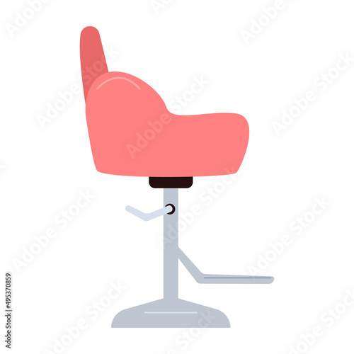 Adjustable chair for beauty salon semi flat color vector object. Full sized item on white. Hairdressing tool. Salon equipment simple cartoon style illustration for web graphic design and animation