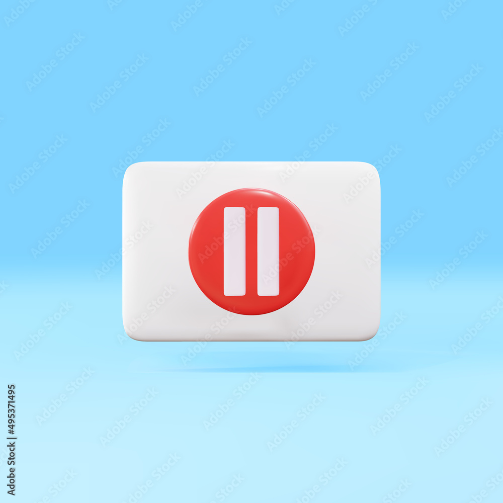 3d icon pause on blue background. Vector illustration. 3d icon pause on blue background. Vector illustration.