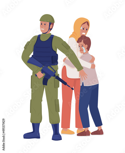 Brave soldier semi flat color vector characters. Standing figures. Full body people on white. Militant defending people simple cartoon style illustration for web graphic design and animation