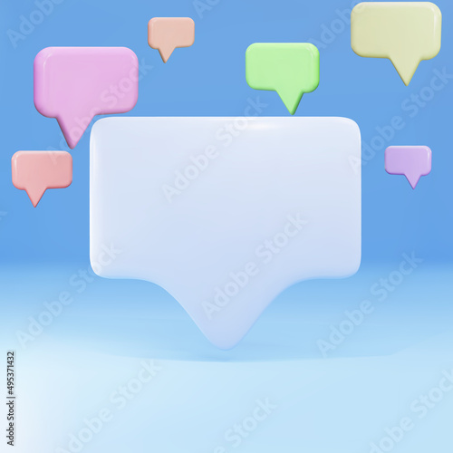 3d Empty popup message with speech bubbles. Vector illustration.