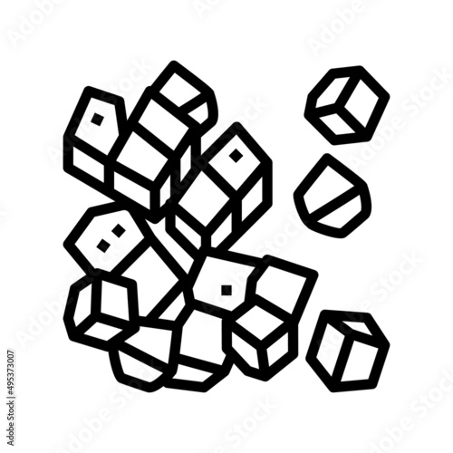 cubes cut eggplant line icon vector. cubes cut eggplant sign. isolated contour symbol black illustration