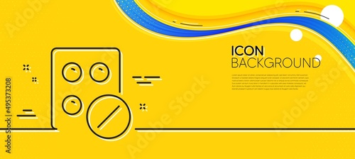 Medical tablet line icon. Abstract yellow background. Medicine drugs sign. Pharmacy medication symbol. Minimal medical tablet line icon. Wave banner concept. Vector