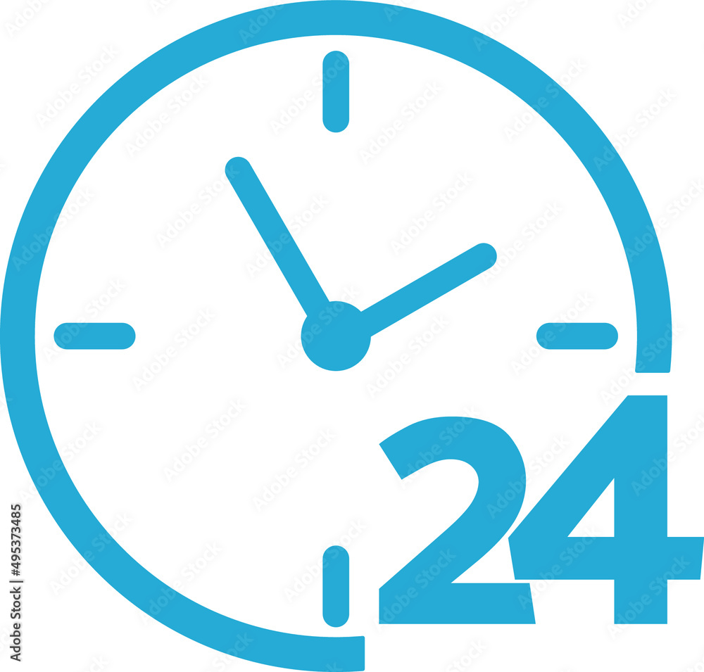 Vector icon 24 hours clock fast respon day night Vector icon 24 hours clock fast respon day night