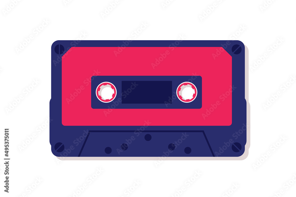 Retro music cassette illustration isolated. Compact music tape analogue technology. Analog audio storage media. Retro music cassette illustration isolated. Compact music tape analogue technology. Analog audio storage media.