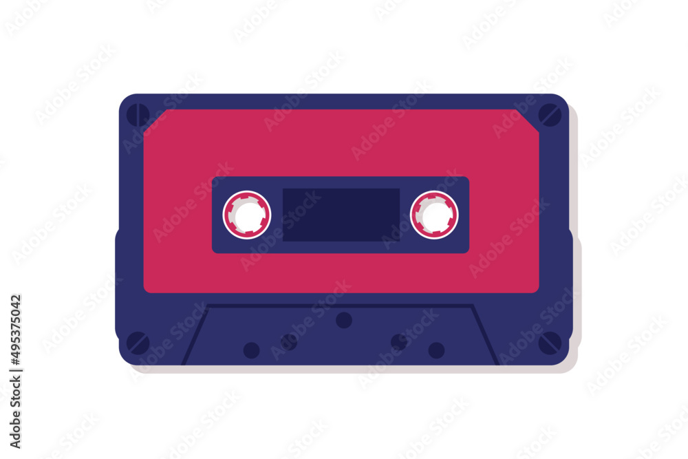Naklejka premium Retro music audio cassette illustration isolated. Analog compact music tape analogue technology. Vector.