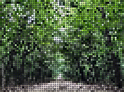 Pixelated Image - Path in the Woodland - Abstract Design Template in Editable Vector Format