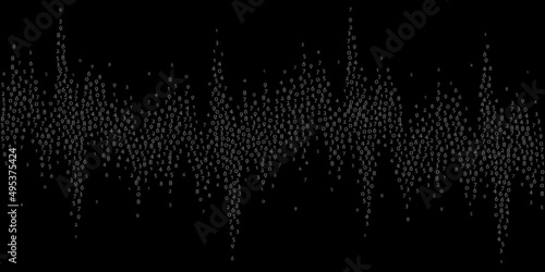 Falling numbers, big data concept. Binary white flying digits. Memorable futuristic banner on black background. Digital vector illustration with falling numbers.