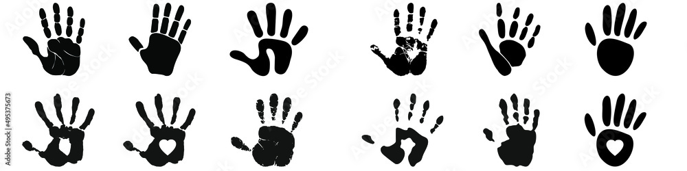 Handprint icon vector set. Hand illustration sign collection. Hand Print symbol or logo. Handprint icon vector set. Hand illustration sign collection. Hand Print symbol or logo.