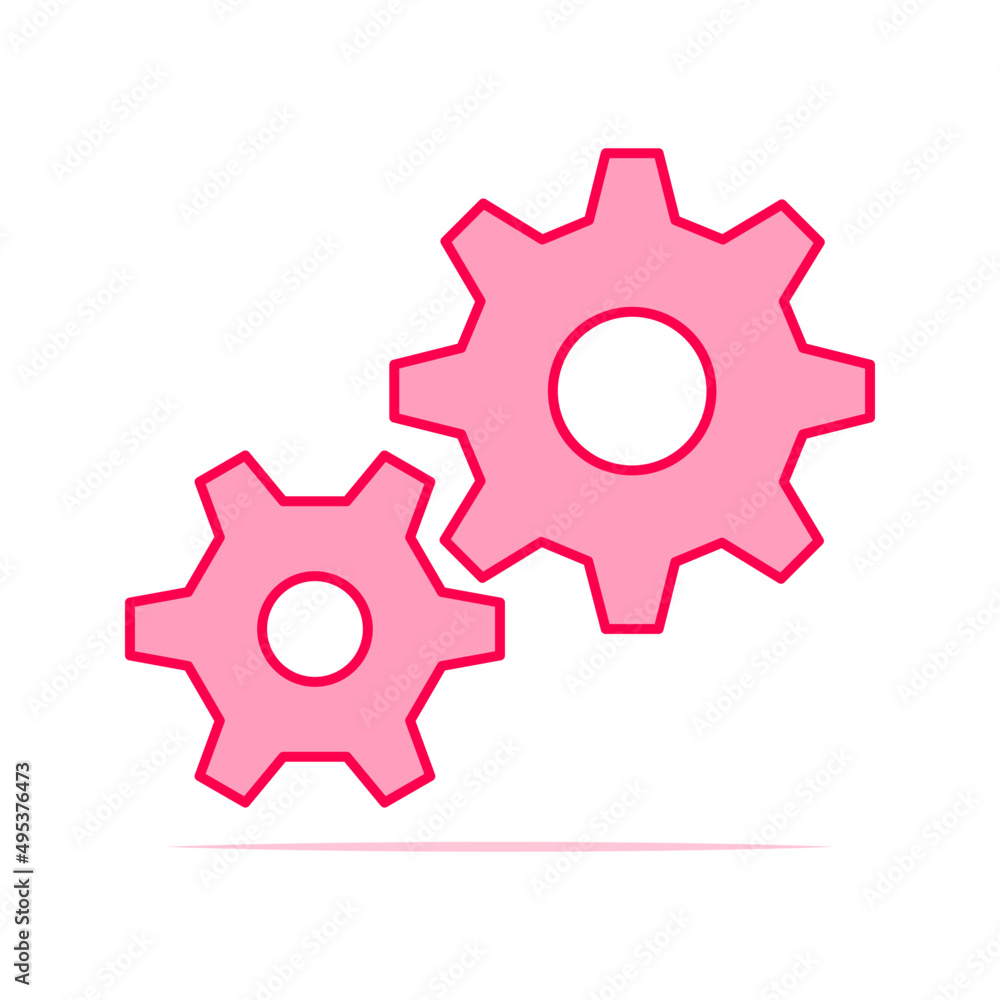 Colorful setting gear tool flat icon Colorful setting gear tool flat icon