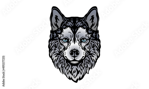 Husky dog logo pet portrait
