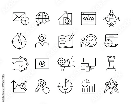 Digital Marketing Icons - Vector Line. Editable Stroke. 