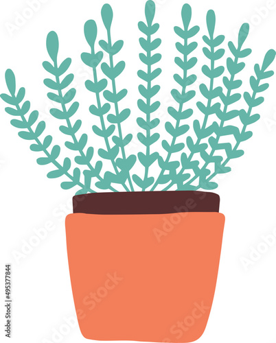 Cute House Plant in Pot Cartoon illustration