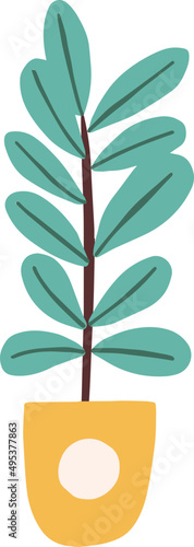 House Plant in Pot Cartoon illustration