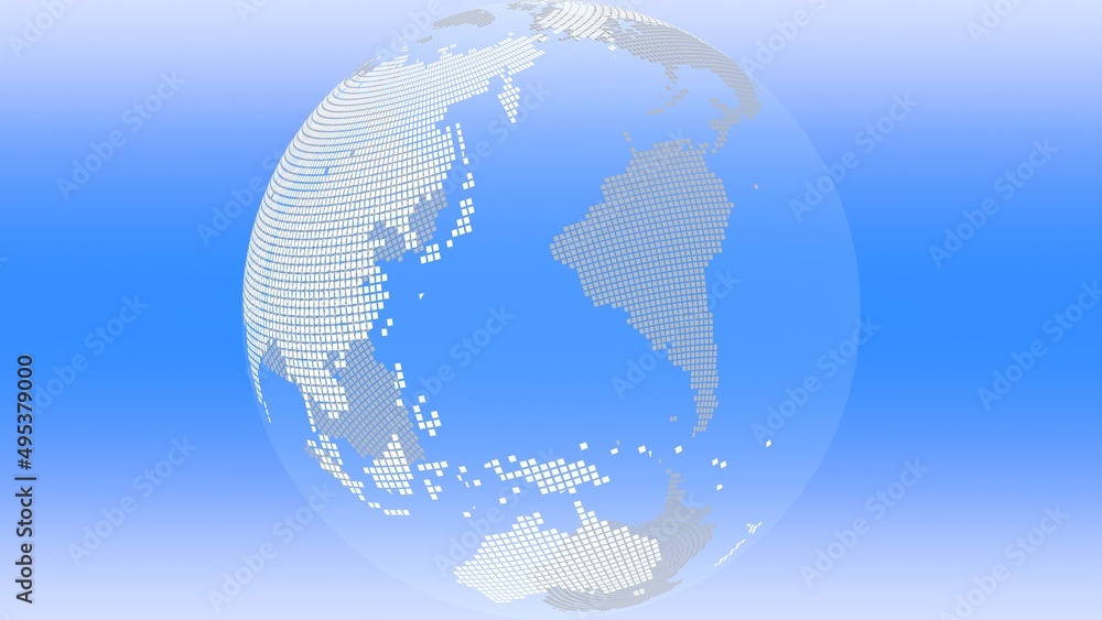 Obraz premium 地球 ビジネス ニュース ブロック 青 [別Verあり]
