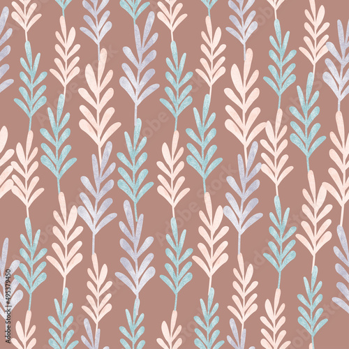 seamless multicolour leaf chain pattern background