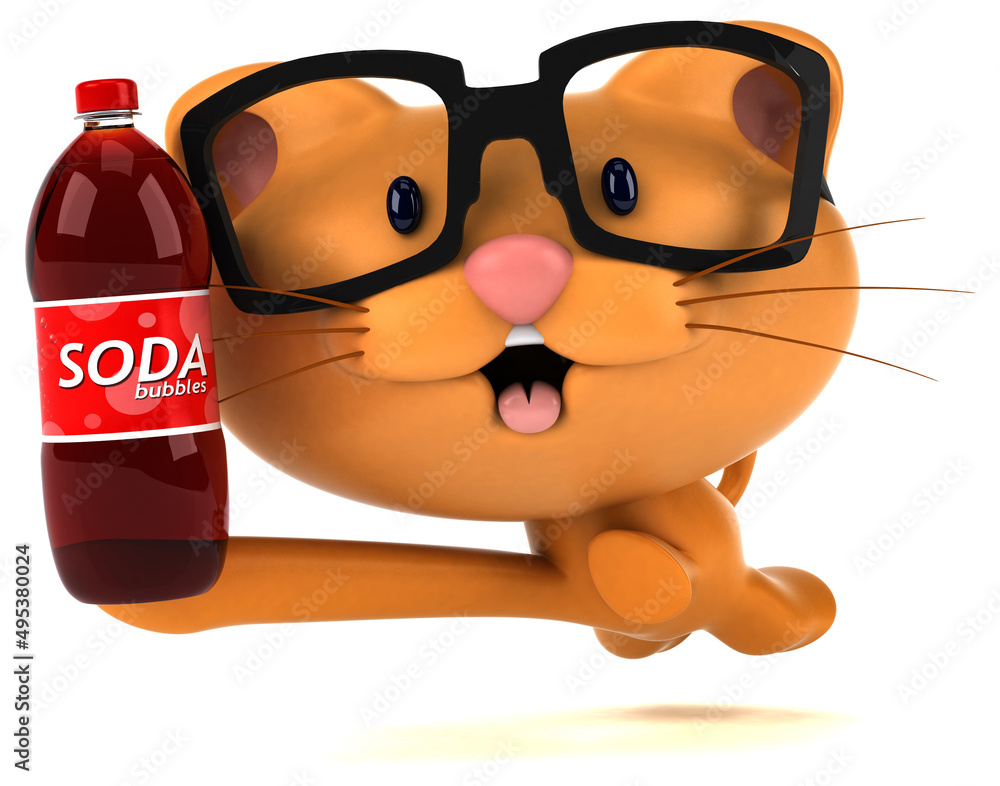 Naklejka premium Fun cat - 3D Illustration