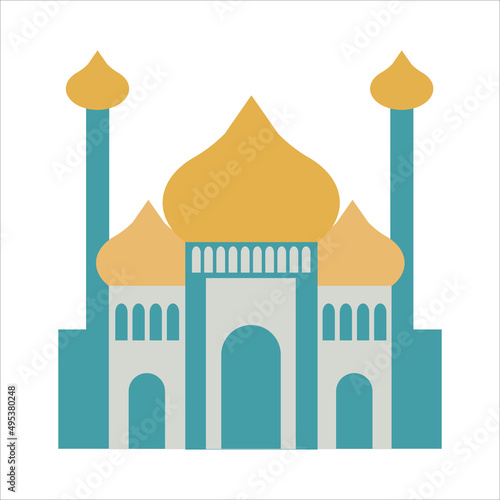 Mosque on a white isolated background. Flat style.