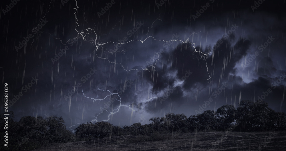 dark clouds with rain, thunderstorm and lightening. Stock Photo | Adobe ...