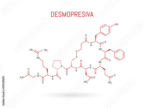Chemical structure of desmopressin, used for the treatment of hemophilia.