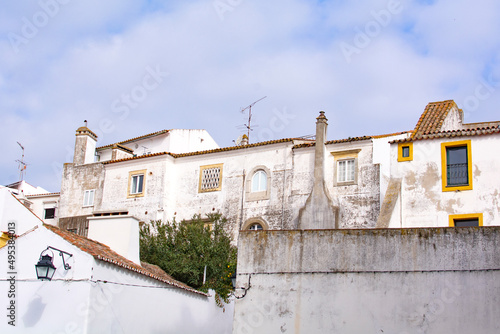 old residential buildings in the city of Evora in Portugal