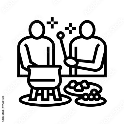 party fondue line icon vector. party fondue sign. isolated contour symbol black illustration