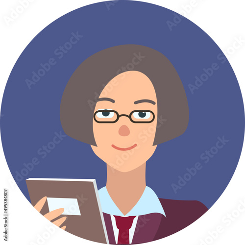 Woman Office Worker Avatar Cartoon Illustartion