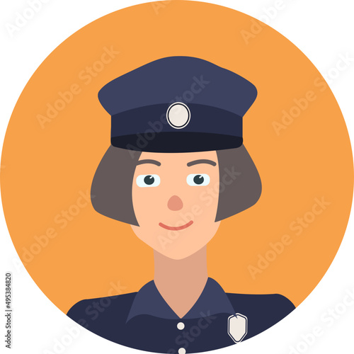 Police Woman Avatar Cartoon Illustartion