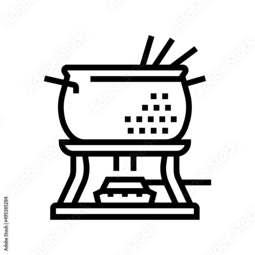 copper fondue pot line icon vector. copper fondue pot sign. isolated contour symbol black illustration