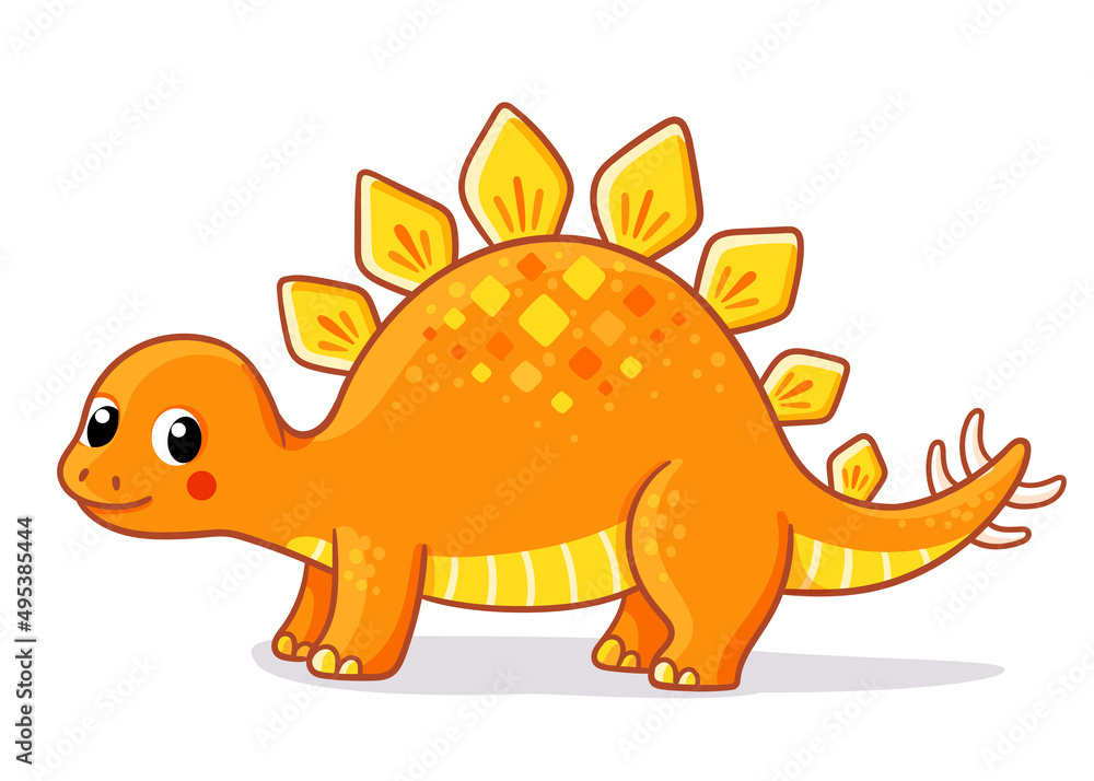 Vector illustration with stegosaurus. Cute dinosaur in cartoon style. Vector illustration with stegosaurus. Cute dinosaur in cartoon style.