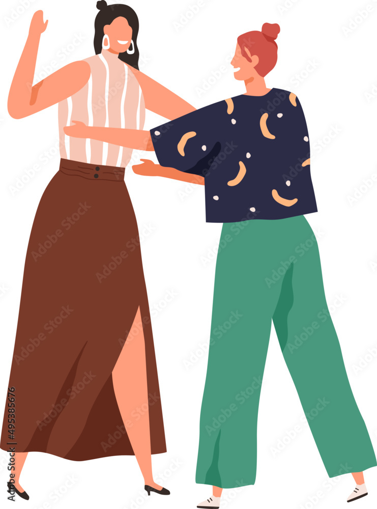 Happy Girl Friends Cartoon Illustration Happy Girl Friends Cartoon Illustration