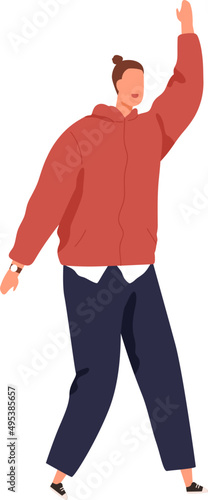 Happy Man Greeting Someone Cartoon Illustration